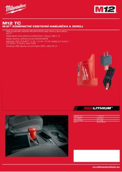 MILWAUKEE M12™ cestovní nabíječka 4932459451 A4 PDF