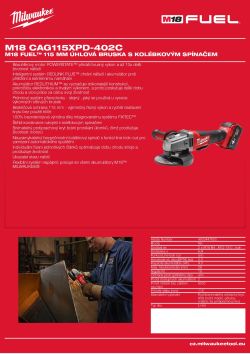 MILWAUKEE M18 FUEL™ 115 mm úhlová bruska s kolébkovým spínačem 4933447600 A4 PDF