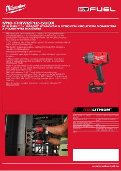 MILWAUKEE M18 FUEL™ ½″ rázový utahovák s vysokým krouticím momentem a pojistným koužkem 4933498251 A4 PDF