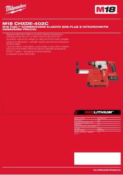 MILWAUKEE M18 FUEL™ kombinované kladivo SDS-plus s integrovaným odsáváním prachu 4933447440 A4 PDF