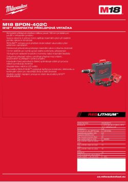 MILWAUKEE M18™ kompaktní příklepová vrtačka 4933459372 A4 PDF