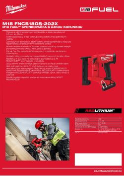 MILWAUKEE M18 FUEL™ sponkovačka s úzkou korunkou 4933471941 A4 PDF