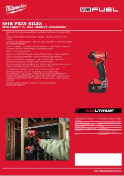 MILWAUKEE M18 FUEL™ ¼″ Hex rázový utahovák 4933479866 A4 PDF