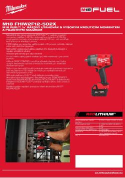 MILWAUKEE M18 FUEL™ ½″ rázový utahovák s vysokým krouticím momentem a pojistným koužkem 4933492784 A4 PDF