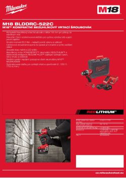 MILWAUKEE M18™ kompaktní bezuhlíkový vrtací šroubovák 4933499292 A4 PDF