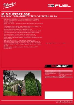 MILWAUKEE M18 FUEL™ prodloužený tyčový plotostřih 267 cm 4933492912 A4 PDF