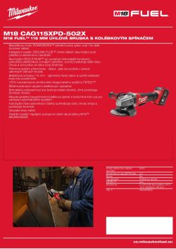 MILWAUKEE M18 FUEL™ 115 mm úhlová bruska s kolébkovým spínačem 4933448828 A4 PDF