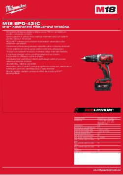 MILWAUKEE M18™ kompaktní příklepová vrtačka 4933447110 A4 PDF