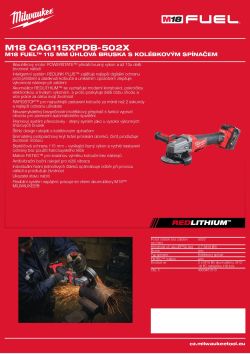 MILWAUKEE M18 FUEL™ 115 mm úhlová bruska s kolébkovým spínačem 4933451008 A4 PDF
