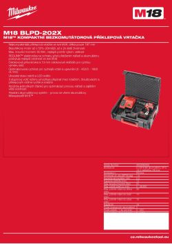 MILWAUKEE M18™ kompaktní bezkomutátorová příklepová vrtačka 4933448448 A4 PDF