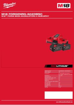 MILWAUKEE M18™ FORGE sada akumulátoru a nabíječky 4933498550 A4 PDF
