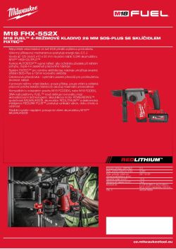 MILWAUKEE M18 FUEL™ 4-režimové kladivo 26 mm SDS-PLUS se sklíčidlem FIXTEC™ 4933478890 A4 PDF