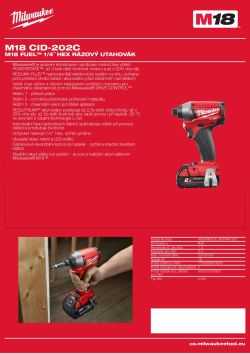 MILWAUKEE M18 FUEL™ ¼" Hex rázový utahovák 4933440525 A4 PDF