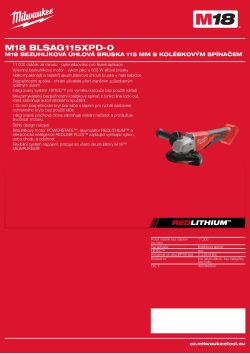 MILWAUKEE M18 bezuhlíková úhlová bruska 115 mm s kolébkovým spínačem 4933493911 A4 PDF