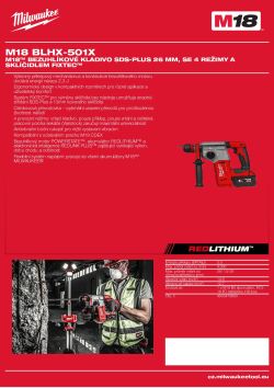 MILWAUKEE M18™ bezuhlíkové kladivo SDS-Plus 26 mm, se 4 režimy a sklíčidlem FIXTEC™ 4933478893 A4 PDF