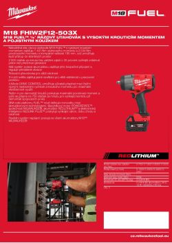 MILWAUKEE M18 FUEL™ ½″ rázový utahovák s vysokým krouticím momentem a pojistným koužkem 4933498251 A4 PDF