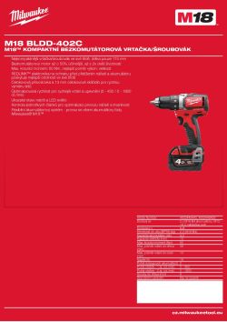MILWAUKEE M18™ kompaktní bezkomutátorová vrtačka/šroubovák 4933448443 A4 PDF