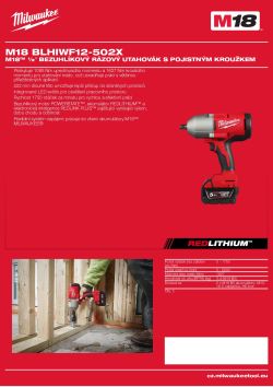 MILWAUKEE M18™ ½″ bezuhlíkový rázový utahovák s pojistným kroužkem 4933498205 A4 PDF