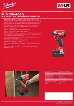 MILWAUKEE M18 FUEL™ ¼" Hex rázový utahovák 4933440531 A4 PDF
