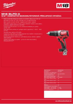 MILWAUKEE M18™ kompaktní bezkomutátorová příklepová vrtačka 4933448446 A4 PDF