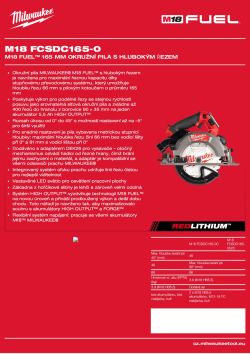 MILWAUKEE M18 FUEL™ 165 mm okružní pila s hlubokým řezem 4933500002 A4 PDF