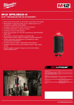 MILWAUKEE M12™ reproduktor Bluetooth® 4933498433 A4 PDF