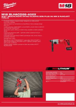 MILWAUKEE M18™ bezuhlíkové vrtací kladivo SDS-Plus 26 mm s rukojetí typu D 4933492481 A4 PDF