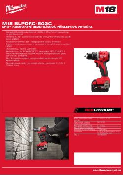 MILWAUKEE M18™ kompaktní bezuhlíková příklepová vrtačka 4933493809 A4 PDF