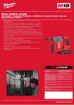 MILWAUKEE M18 FUEL™ vysoce výkonné 4-režimové kladivo SDS-plus se sklíčidlem FIXTEC™ 4933446845 A4 PDF