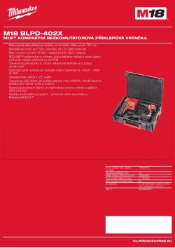 MILWAUKEE M18™ kompaktní bezkomutátorová příklepová vrtačka 4933448450 A4 PDF