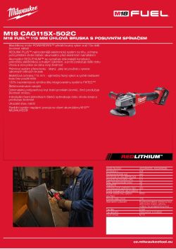 MILWAUKEE M18 FUEL™ 115 mm úhlová bruska s posuvným spínačem 4933448095 A4 PDF