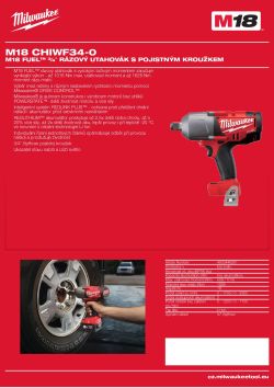 MILWAUKEE M18 FUEL™ ¾˝ rázový utahovák s pojistným kroužkem 4933446261 A4 PDF