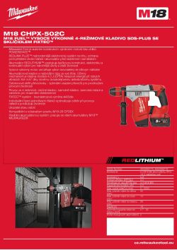 MILWAUKEE M18 FUEL™ vysoce výkonné 4-režimové kladivo SDS-plus se sklíčidlem FIXTEC™ 4933448178 A4 PDF