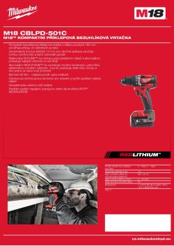 MILWAUKEE M18™ kompaktní příklepová bezuhlíková vrtačka 4933480736 A4 PDF