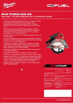 MILWAUKEE M18 FUEL™ 165 mm okružní pila s hlubokým řezem 4933499996 A4 PDF
