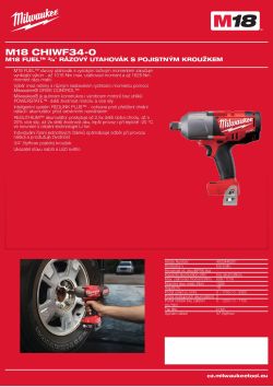 MILWAUKEE M18 FUEL™ ¾˝ rázový utahovák s pojistným kroužkem 4933446261 A4 PDF