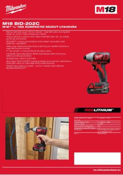 MILWAUKEE M18™¼″ hex kompaktní rázový utahovák 4933443578 A4 PDF