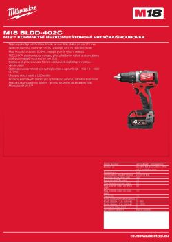 MILWAUKEE M18™ kompaktní bezkomutátorová vrtačka/šroubovák 4933448459 A4 PDF