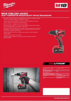 MILWAUKEE M18™ kompaktní bezuhlíkový vrtací šroubovák 4933464539 A4 PDF