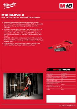 MILWAUKEE M18™ bezuhlíkový kompaktní vysavač 4933500788 A4 PDF