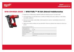 MILWAUKEE M18 FUEL™ 16 GA úhlová hřebíkovačka 4933451570 A4 PDF