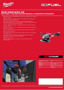MILWAUKEE M18 FUEL™ 125 mm úhlová bruska s posuvným spínačem 4933451439 A4 PDF