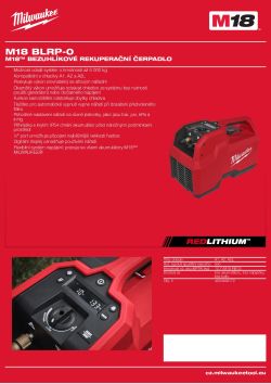 MILWAUKEE M18™ bezuhlíkové rekuperační čerpadlo 4933498172 A4 PDF