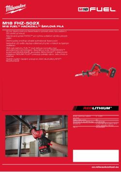 MILWAUKEE M18 FUEL™ HACKZALL™ šavlová pila 4933500562 A4 PDF