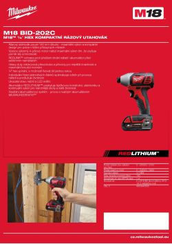 MILWAUKEE M18™¼″ hex kompaktní rázový utahovák 4933443578 A4 PDF