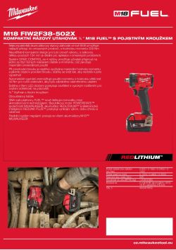 MILWAUKEE Kompaktní rázový utahovák ⅜ ″ M18 FUEL™ s pojistným kroužkem 4933478652 A4 PDF