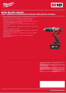 MILWAUKEE M18™ kompaktní bezkomutátorová příklepová vrtačka 4933448472 A4 PDF