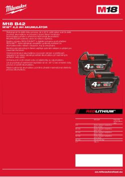MILWAUKEE M18 4,0 Ah akumulátor 4932430567 A4 PDF