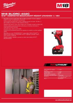 MILWAUKEE M18™ kompaktní bezuhlíkový rázový utahovák ¼″ Hex 4933492841 A4 PDF
