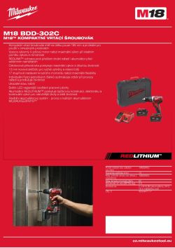 MILWAUKEE M18™ kompaktní vrtací šroubovák 4933447117 A4 PDF